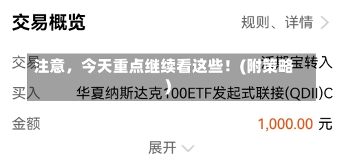 注意，今天重点继续看这些！(附策略)